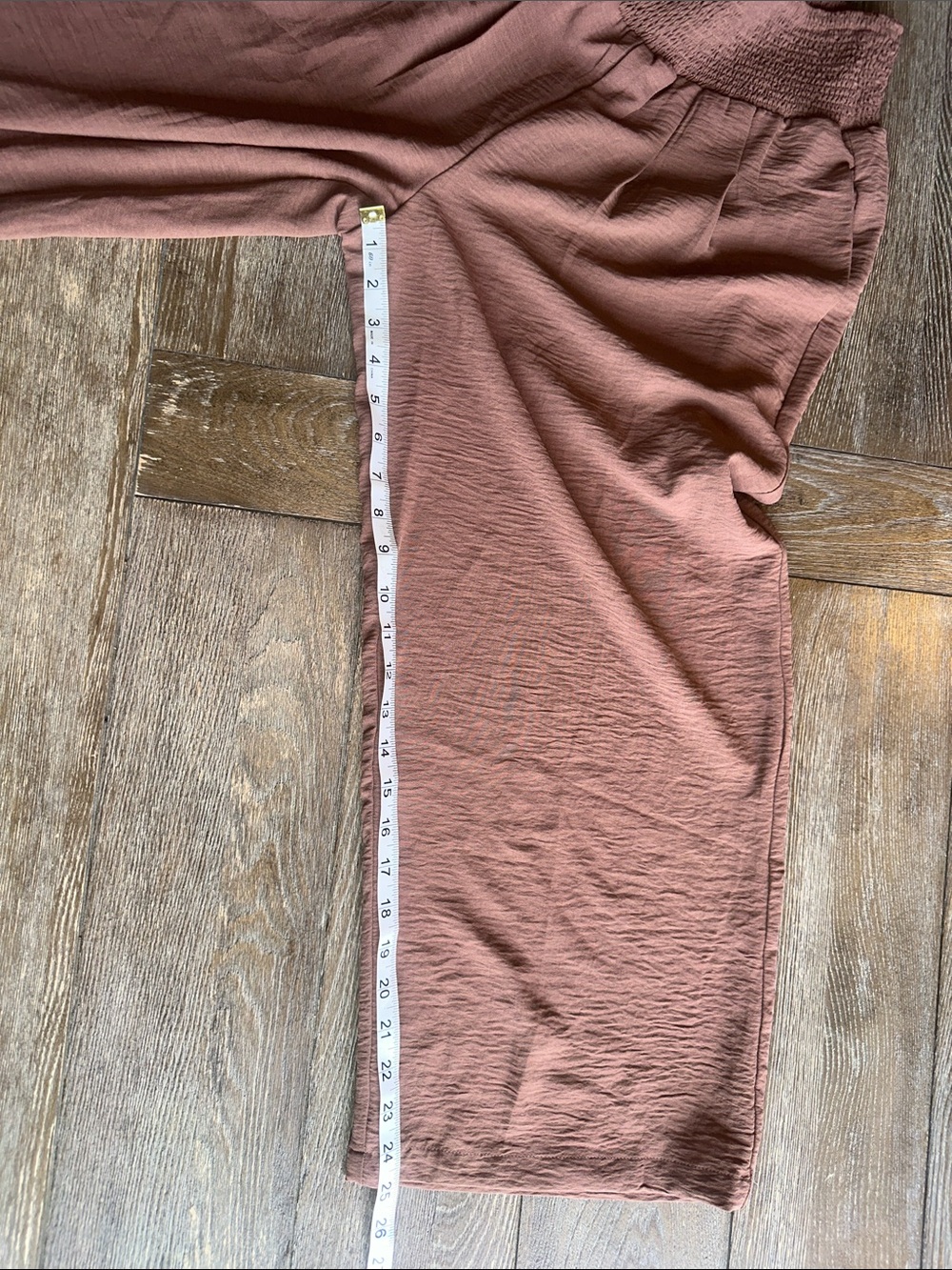 NWT Anrabess Wide Leg Pants Medium Terracotta Rose Smocked Waist Palazzo Pants - Picture 4 of 6